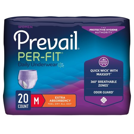 PREVAIL Disposable Underwear Female Medium, Extra, PK 20 PFW-512